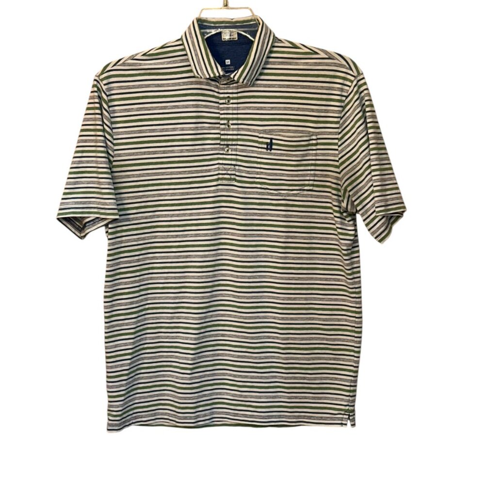 Johnnie-O Hangin' Out Bale Striped Polo Shirt Medium Lucky Golf Preppy Collar‎